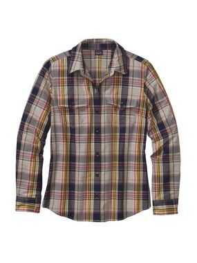 Women’s Patagonia Plaid Lightweight Long-Sleeve Overcast Shirt Blue Yellow Pink